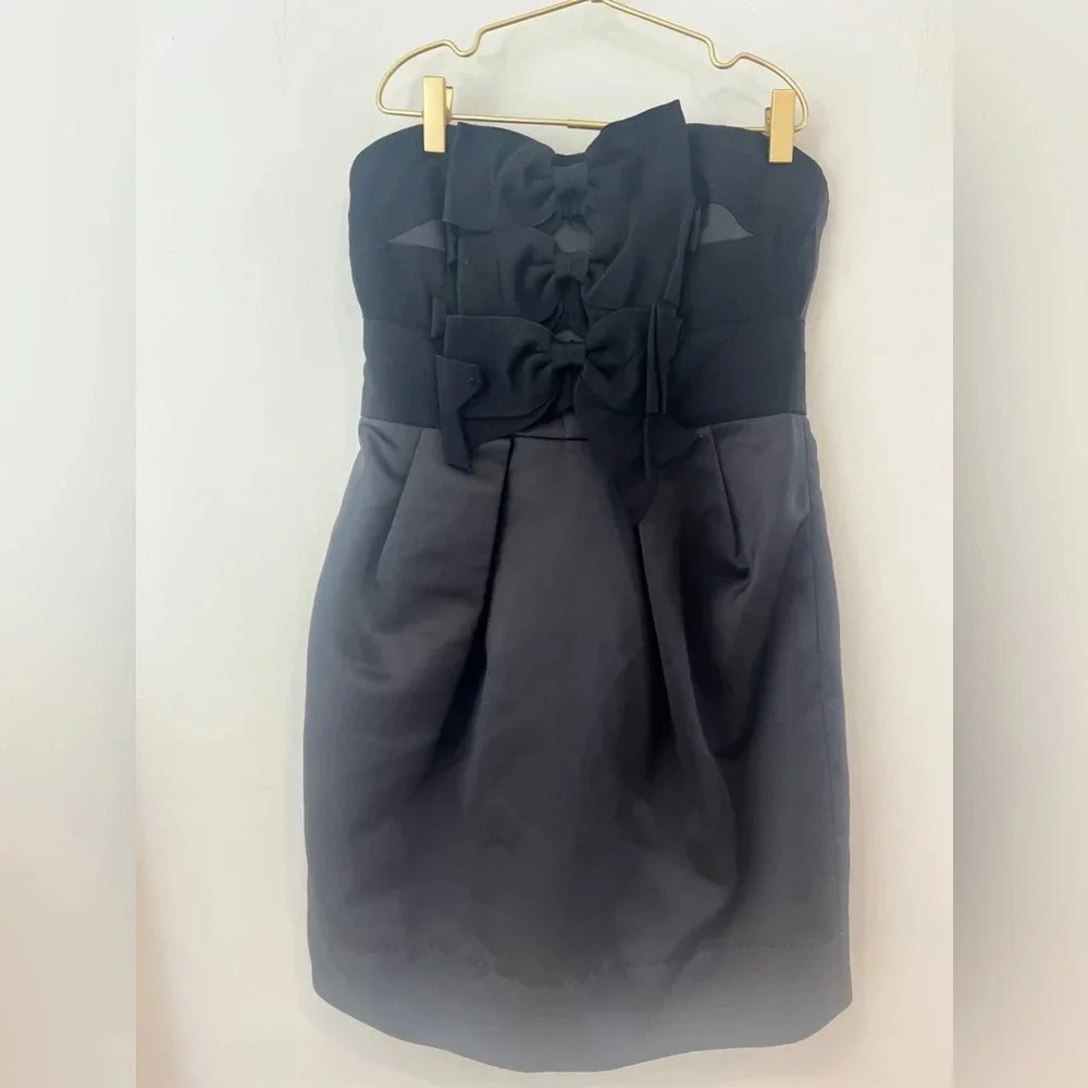 Phoebe Couture Black Strapless Party Dress